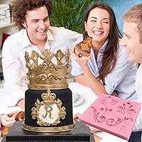 Vista 4 de Baroque Fondant Molds for Cake Decorating (3 pcs) Baroque Scroll Border Silicone Molds, Feather Chocolate Candy Molds for Cupcake Toppers, Sugar