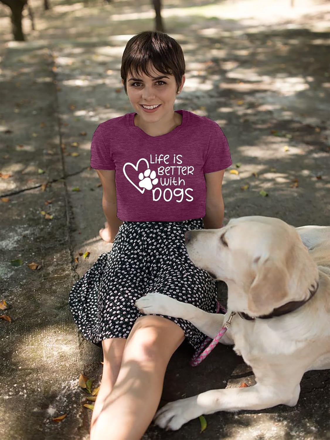 Dog Shirt Dogs Mom Shirts: Women Life is Better with Dogs T Shirt Funny Dog Paw Print Tee Pet Lover Animal Gift Tops - Image 5