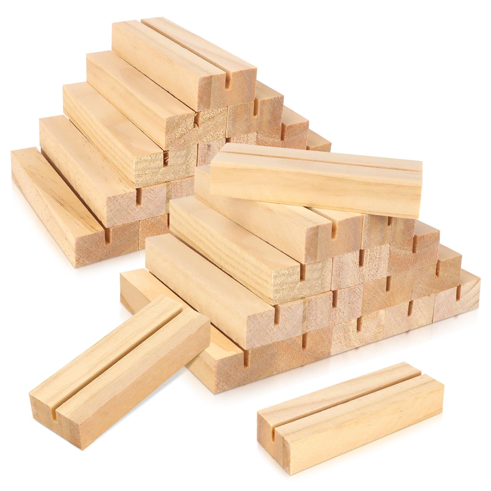 30Pcs 3.9x1.4 Inches Wood Table Number Stands, Wooden Place Card Holders, Acrylic Sign Holders for Wedding, Ceremony, Birthday, Party, Home Decoration, Events (3mm Slots)