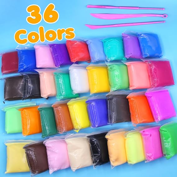 Modelling Clay Air Drying 36 Colours Modelling Clay Set Air Drying Clay for Children Air Dry Magic Clay Gift for Boys and Girls Aged 3-12 Years
