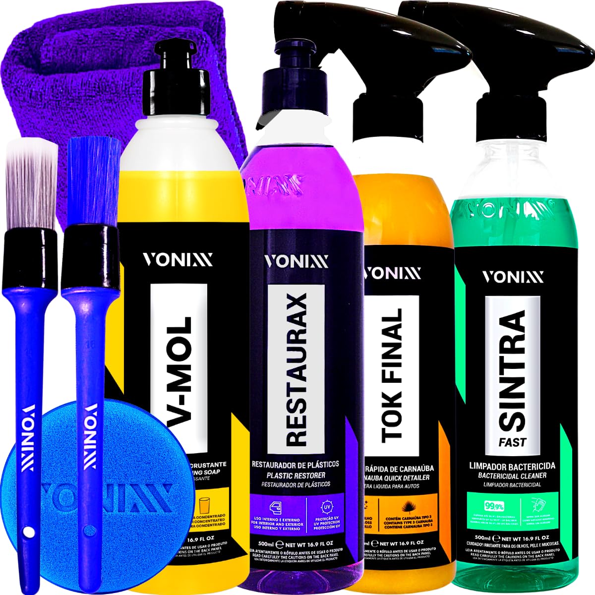 Kit Lavagem Automotiva Carro Moto Bicicleta Vonixx Cera Carnauba