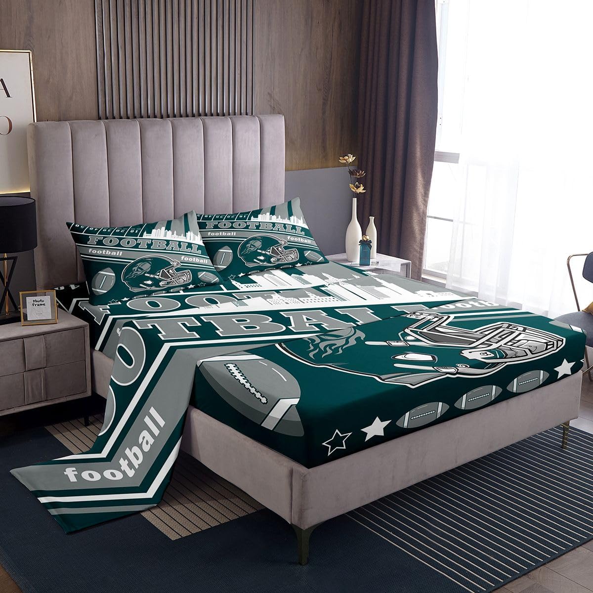 Feelyou Football Bed Sheets Set Full Size Boys Women Men City Rugby Sports