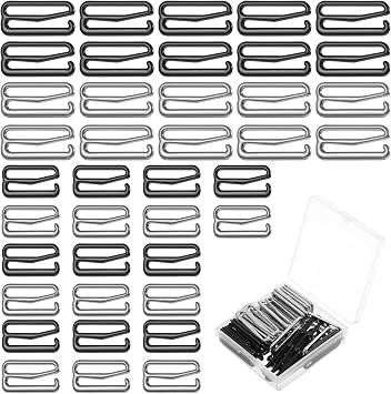 40PCS Swimsuit Bra Hooks Bra Strap Hook Replacement Bra Strap Slide Hook Metal for Swimsuit and Lingerie Adjustment Slides,2 Sizes Sewing Hooks Bra Clasp,Bra Strap Clips for Back,Dress Strap Shortener