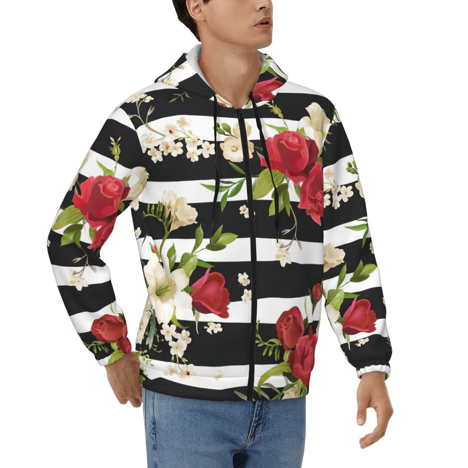 Sweat à rayures noires et blanches avec fermeture éclair intégrale - 8