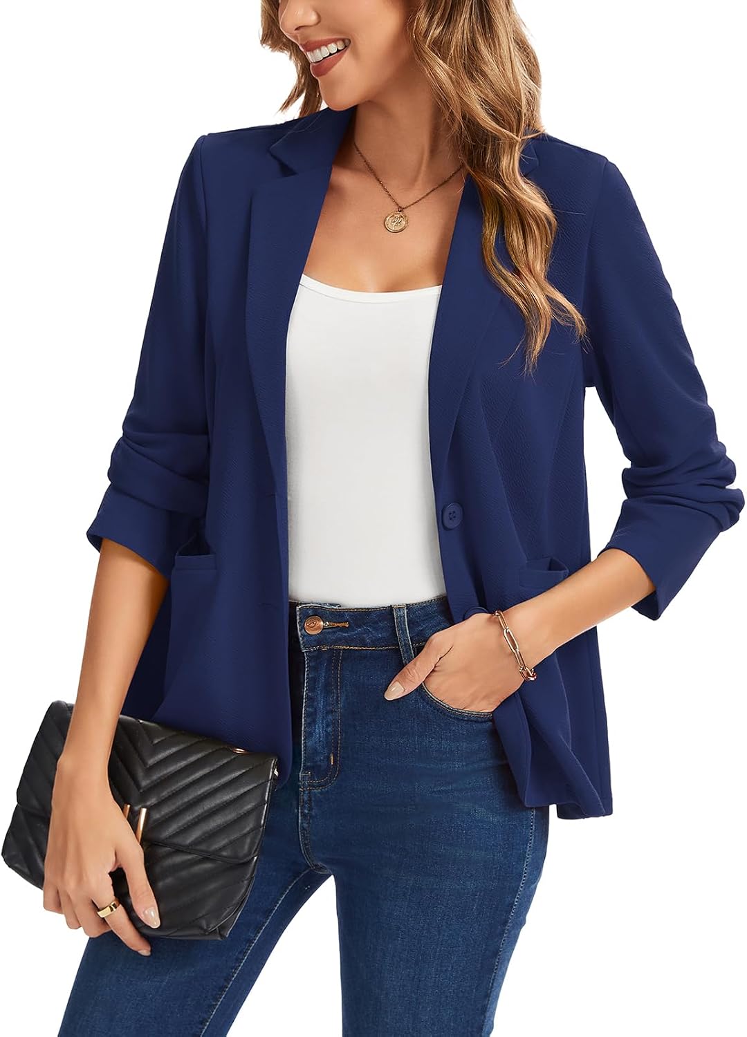 MINTLIMIT Women's Graphic Print Blazer Casual Long Sleeve Notch Lapel Button Open Front Colorful Jacket Blazers with Pockets