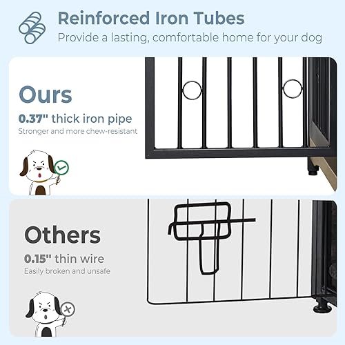 Miniatura 11 de Lyromix Mueble de jaula para perros de 71 pulgadas para 2 perros grandes y medianos, jaula doble de madera XXL para interiores con puerta, mesa