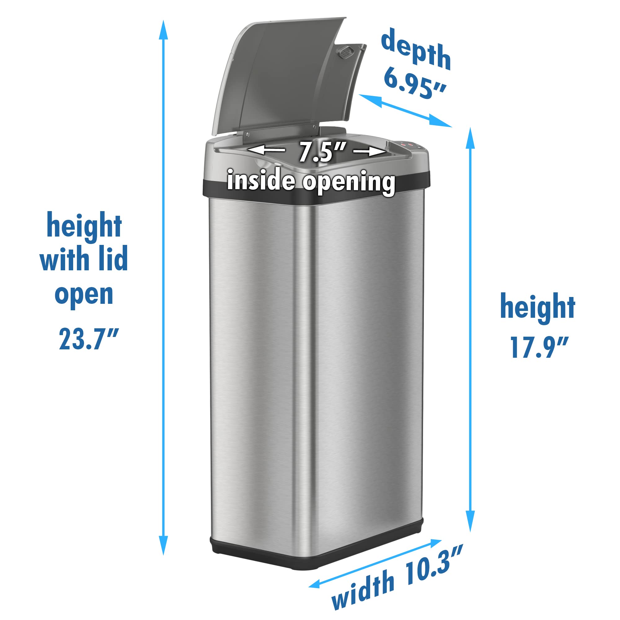 iTouchless 4 Gallon Sensor Trash Can with Odor Filter and Fragrance, Touchless Automatic Stainless Steel Waste Bin, Perfect for Office and Bathroom