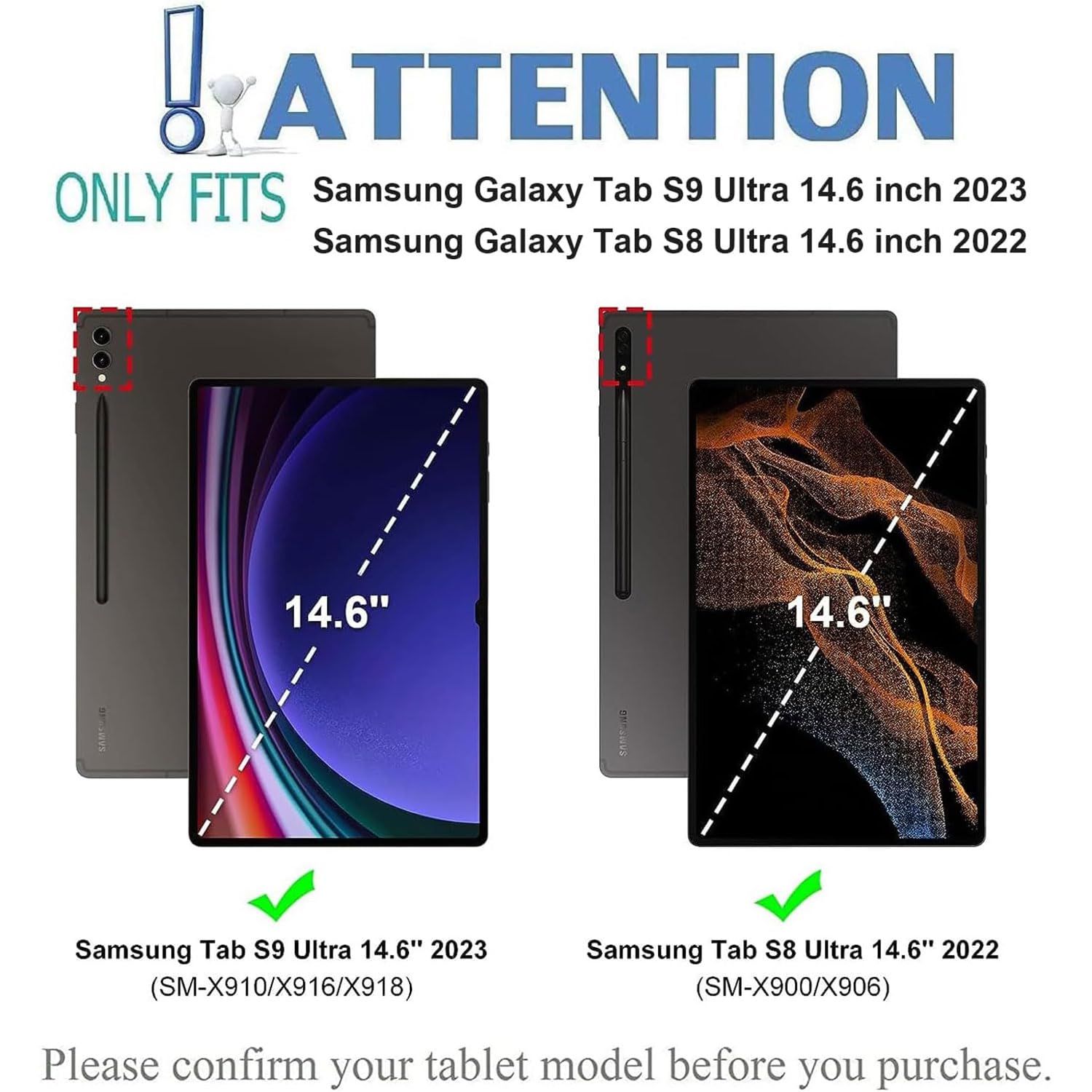 Keyboard Case for Samsung Galaxy Tab S9 Ultra 2023 / S8 Ultra 2022 14,6 Cala Z Touchpadem Obsługującym Wiele Gestów, Odłączaną Bezprzewodową Klawiaturą Bluetooth Z Uchwytem Na Rysik S