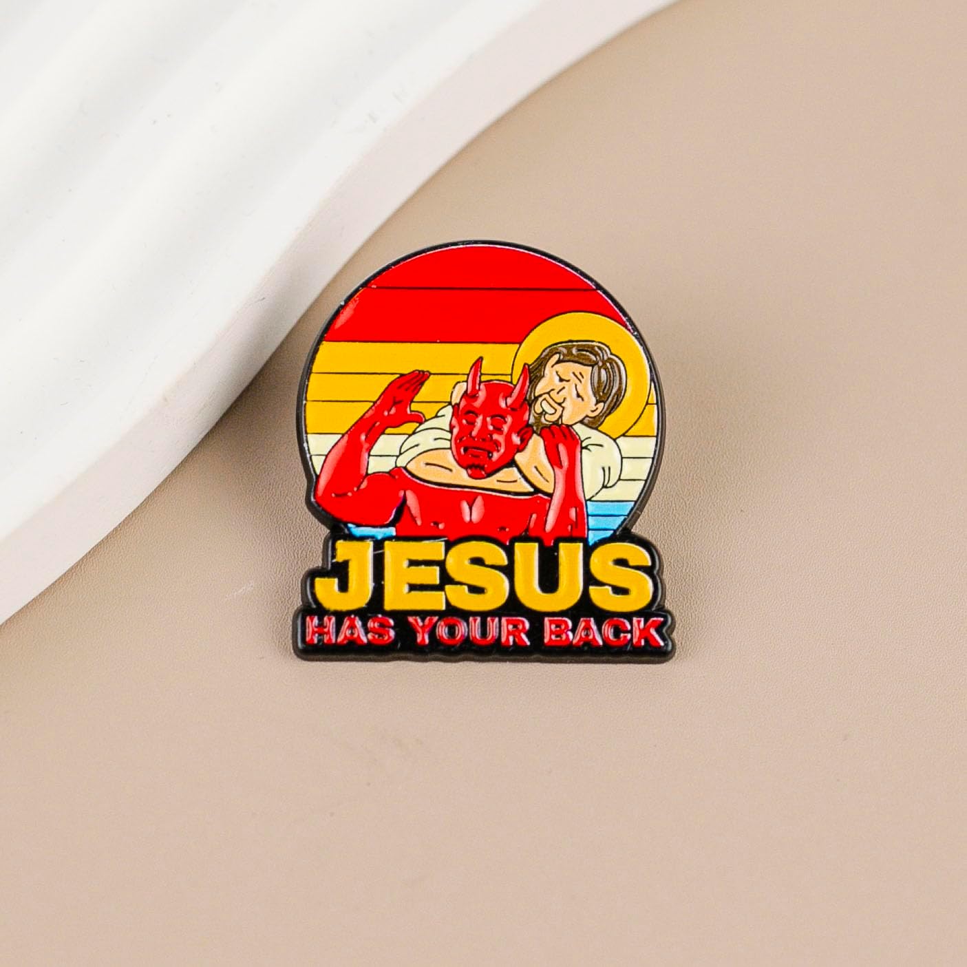 Jesus Has Your Back, Christian Humor Enamel Pin, Christian Faith Badge Brooch, Jesus Meme Brooch, Religious Motivational Lapel Badges, Spiritual Protection Gift For Christian Devotee Jesus Lover God Lover, Inspirational Belief Jewelry Accessories image 3