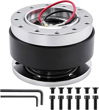 Steering Wheel Quick Release, 6-Hole Aluminium Hub Adapter, Quick Detach Kit for Modified Cars Compatible, Racing Enthusiasts