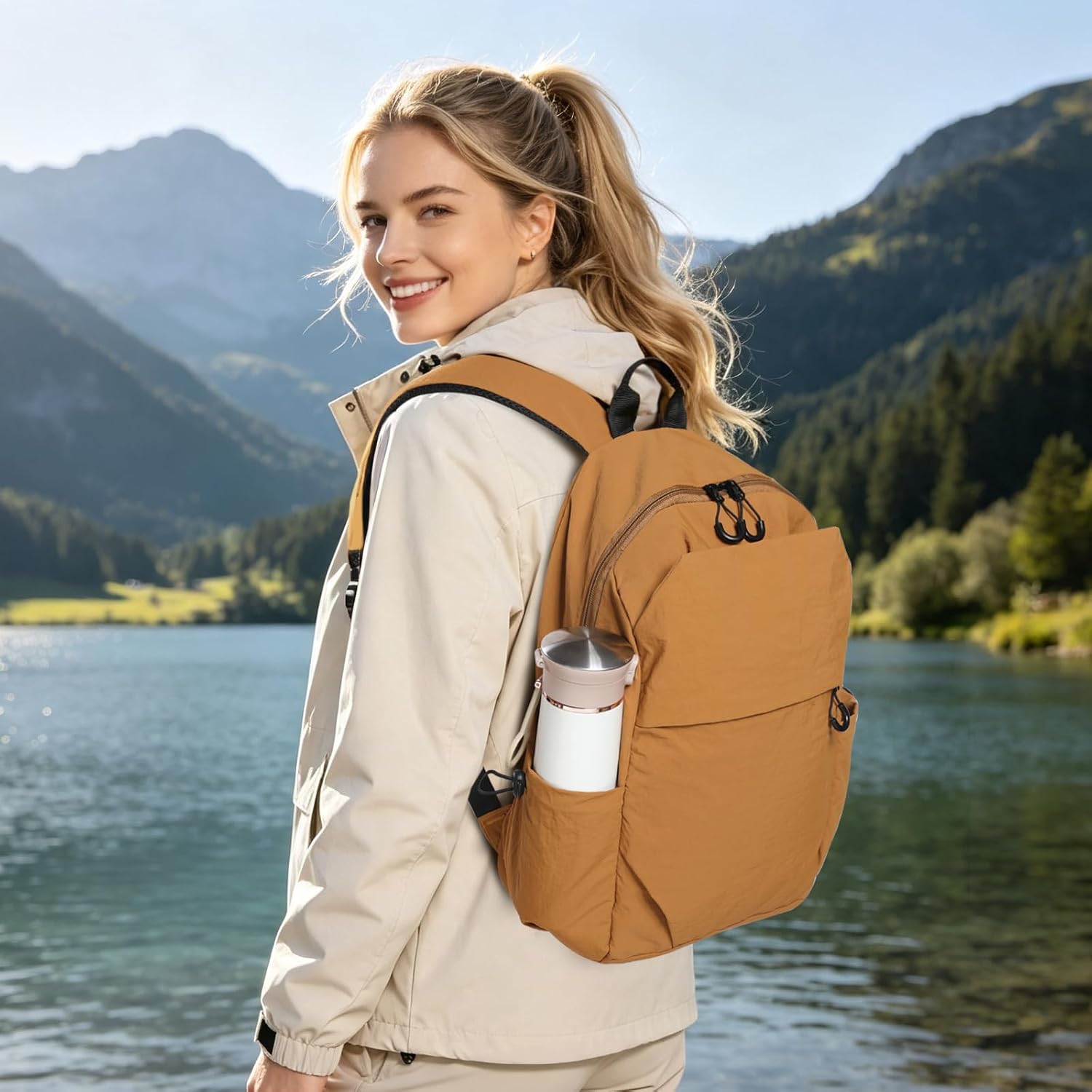 Small Nylon Backpack for Women,Lightweight Casual Daypack Water Resistant