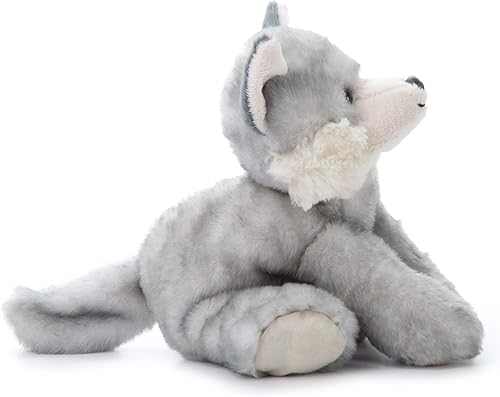 Vista 9 de The Petting Zoo Peluche de lobo, regalos para niños, animales salvajes del zoológico Onez, juguete de peluche de lobo gris de 9 pulgadas