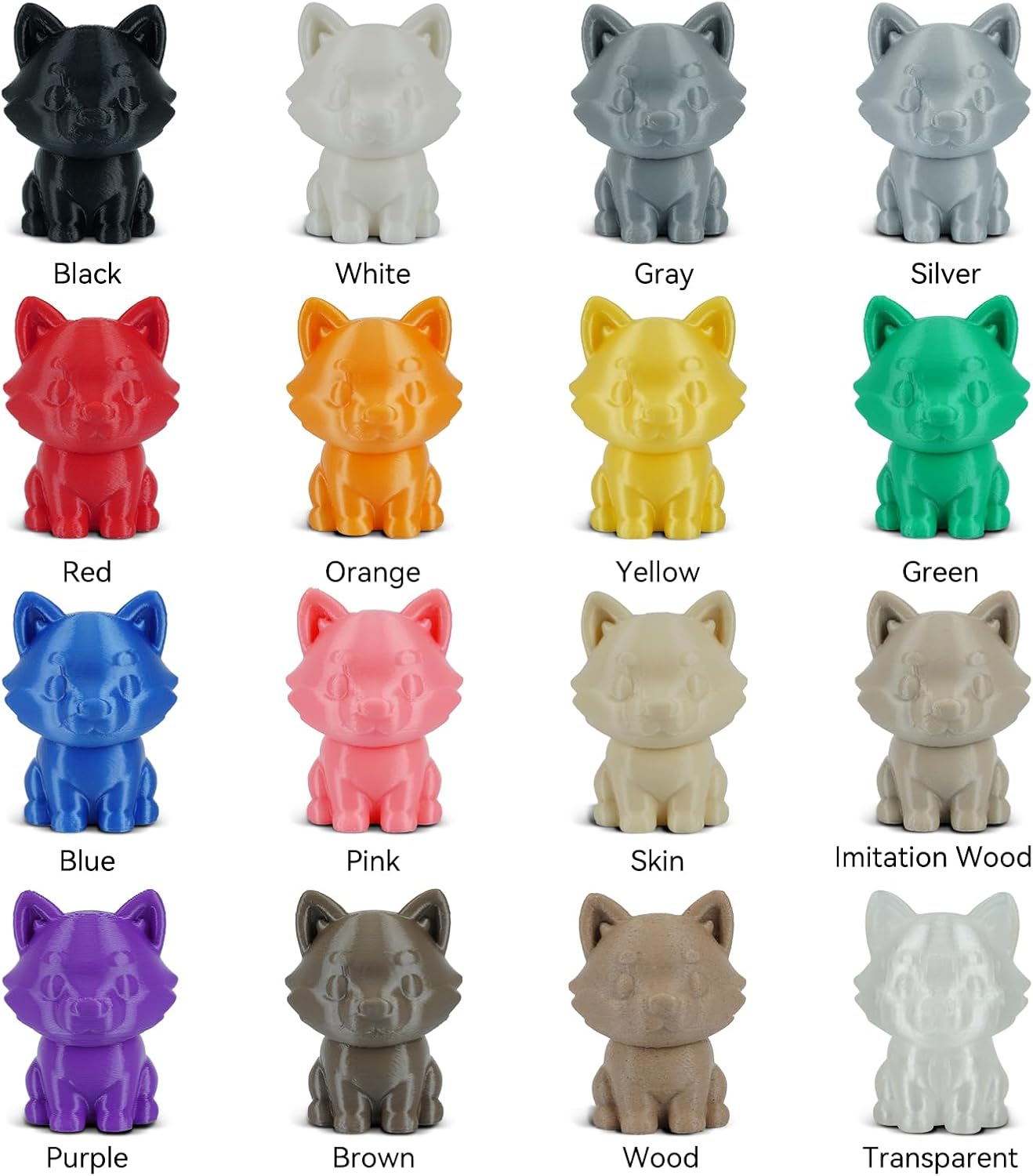pla 3d printer filament bundle, dimensional accuracy +/- 0.02 mm, 16 x 1 kg spool(35.2lbs), 1.75 mm?black white grey red green blue yellow purple silver transparent pink orange wood brown 16*1kg multi