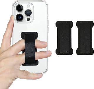 Finger Strap Phone Holder,Cell Phone Finger Grip Strap Holder for Hand, Ultra Thin Anti-Slip Universal Cell Phone Grips Band Holder for Back of Phone - 2Pack(Black)