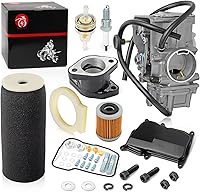 MOTO1988 Carburetor Kit + Air Filter Foam, Intake Boot, Spark Plug & Filters for Yamaha Warrior 350 YFM350X 1987-2004
