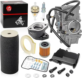 MOTO1988 Carburetor Kit + Air Filter Foam, Intake Boot, Spark Plug & Filters for Yamaha Warrior 350 YFM350X 1987-2004