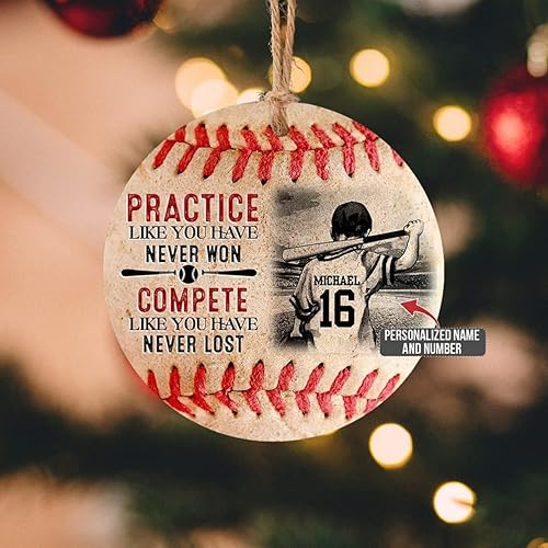 Miniatura 3 de Adorno de béisbol personalizado para decoración del árbol de Navidad, adorno de Navidad personalizado de béisbol en forma 2D, regalos planos para