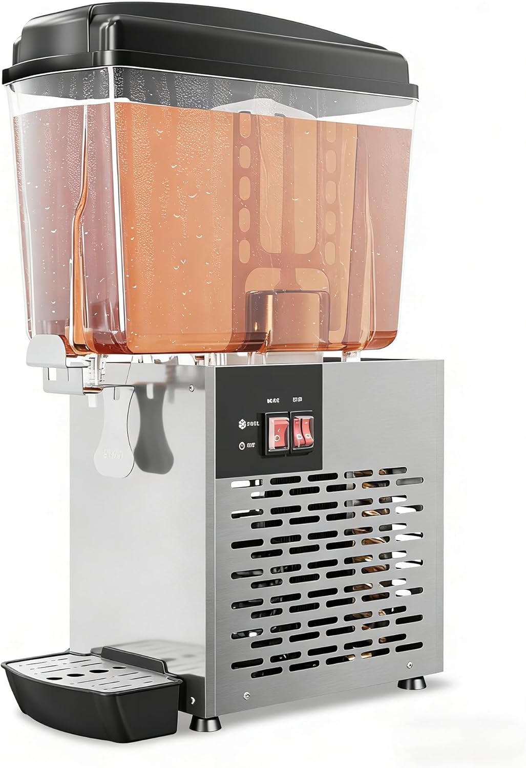 Commercial Beverage Dispenser, 4.76 Gallon/18L Juice Dispensers with 1 Tank, 150W Stainless Steel Ice Tea Dispensers with Thermostat Control, Stirring Cold Drinks, for Cafe Restaurant Bar Party