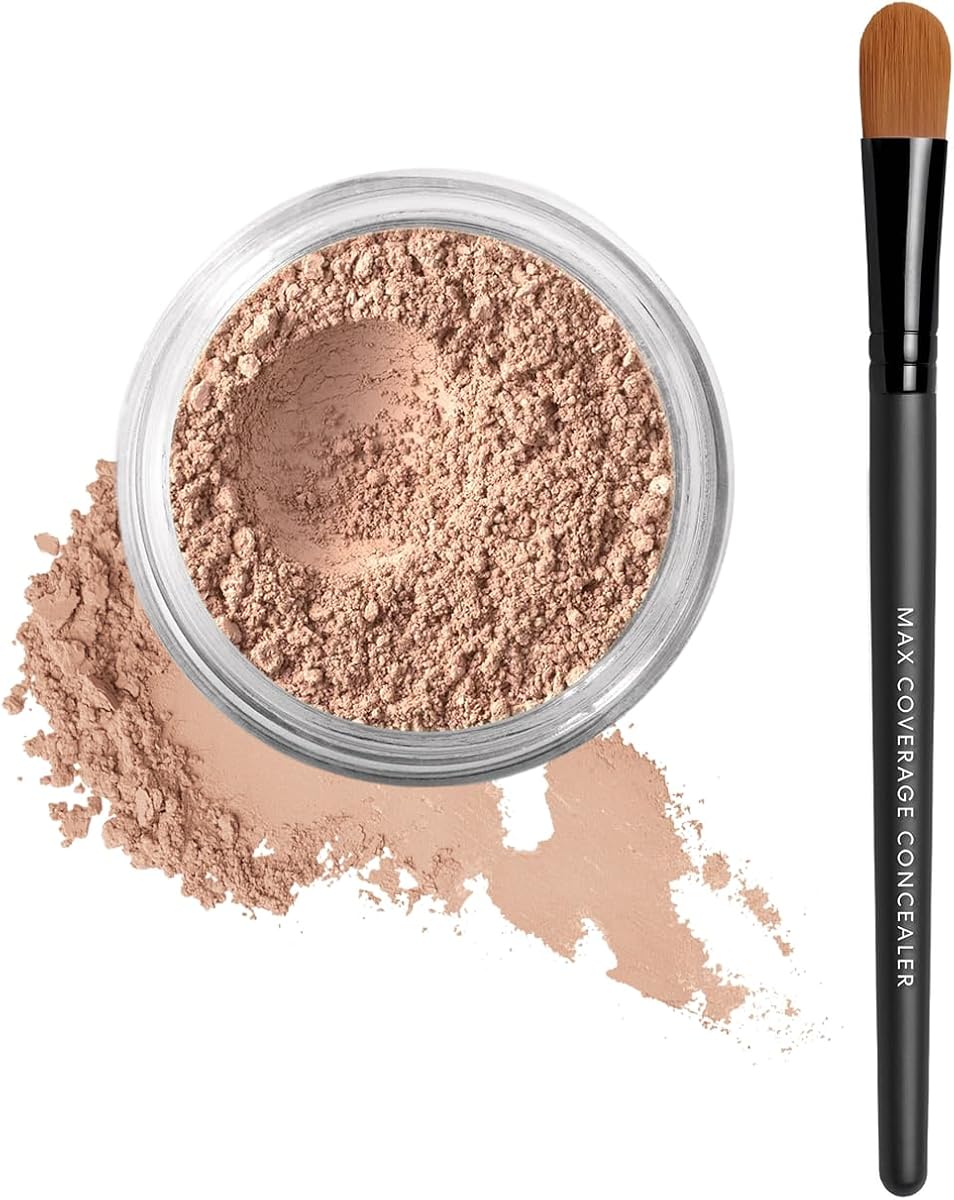 bareMinerals Loose Powder Concealer SPF 20 + Maximum Coverage Flat Concealer Brush Bundle