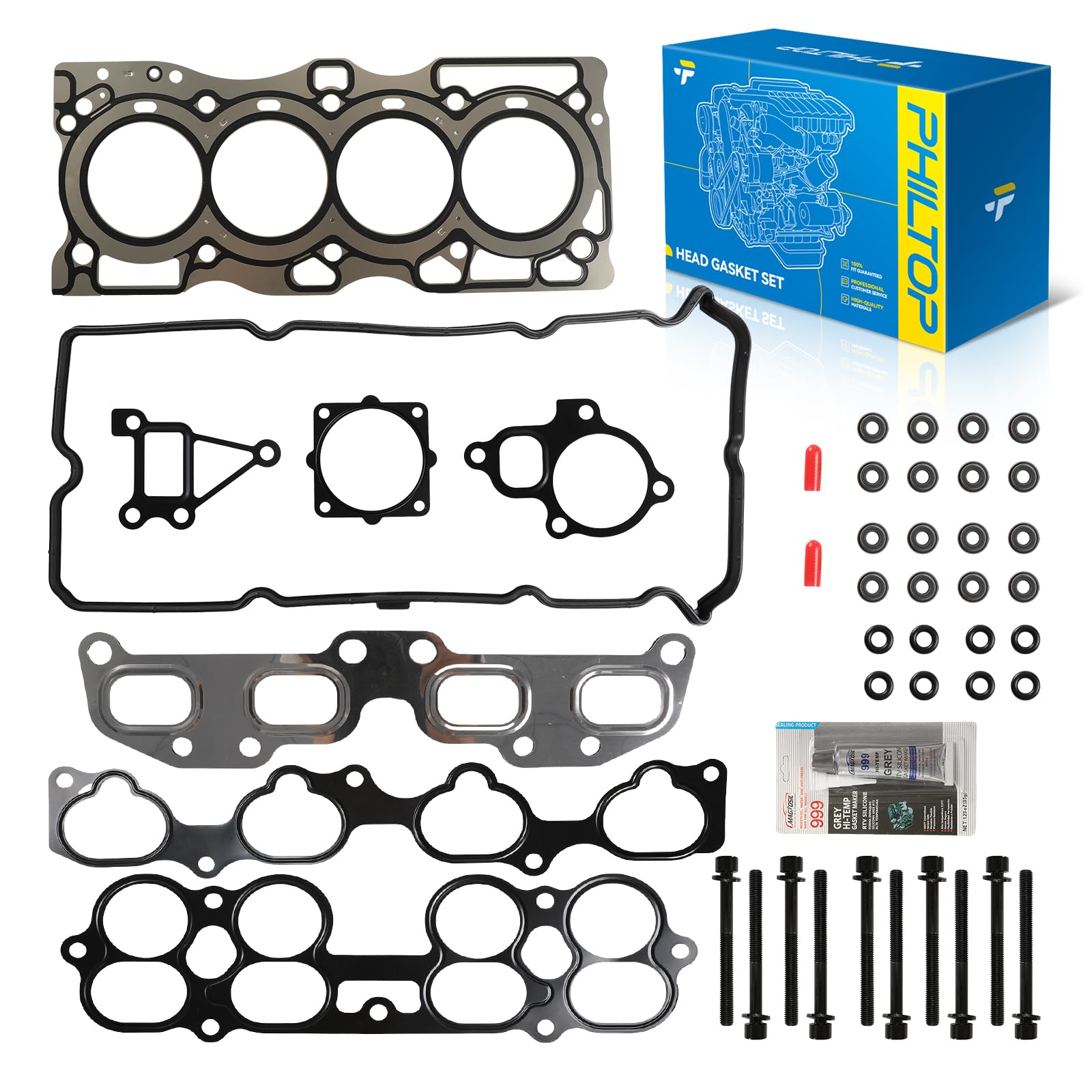 PHILTOP Head Gasket Kit for Nissan Altima/Sentra 2002-2006 2.5L | Engine Cylinder Head Gasket Set with Bolts, OE# ES72198, HS26261PT