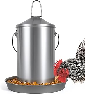 6.6lb Stainless Steel Hanging Chicken Feeder, Metal No Waste Poultry Feeder, Rustproof, Reusable, Long-Lasting, Gravity Feed Chicken Coop Accessories for Chicken, Geese, Duck, Hens, Rooster, Chick