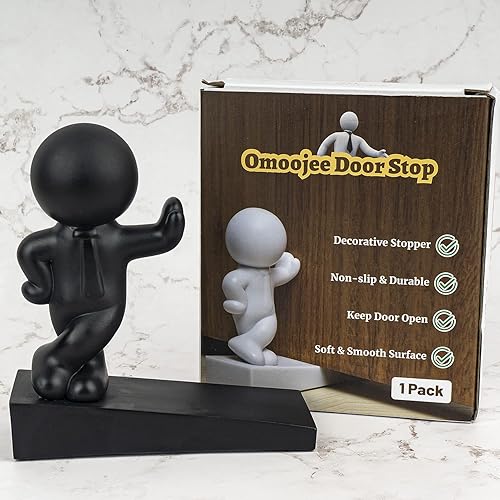 Vista 3 de Lindo tope de puerta, decorativo y resistente, tapón de puerta bien diseñado, eficaz para mantener tu puerta abierta, 1 paquete, negro (patentado)