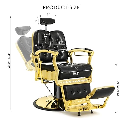 Miniatura 2 de Artist hand Silla de peluquero hidráulica multiusos reclinable, silla de salón de belleza, spa, silla de peluquería vintage, silla resistente