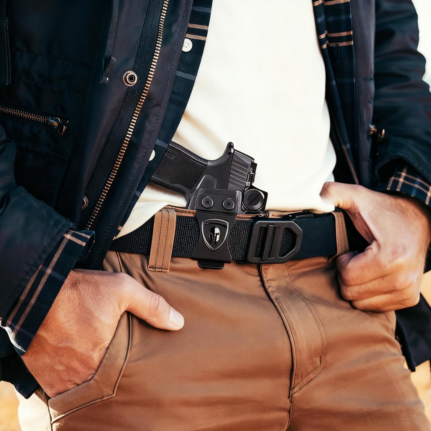 WARRIORLAND Light-Bearing IWB Kydex Holster, Fits Sig P365-XMACRO / P365-FUSE with TLR-7 X Sub/TLR-7 Sub/TLR-7 HL-X Sub – Optic Cut | Adj. Cant & Posi-Click Retention, Right Hand