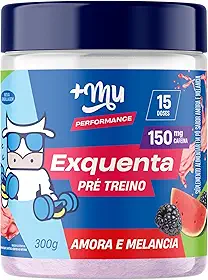 Pré treino, +Mu, Exquenta, Sabor Amora e Melancia, Com Cafeína, Palatinose e Taurina - 300g