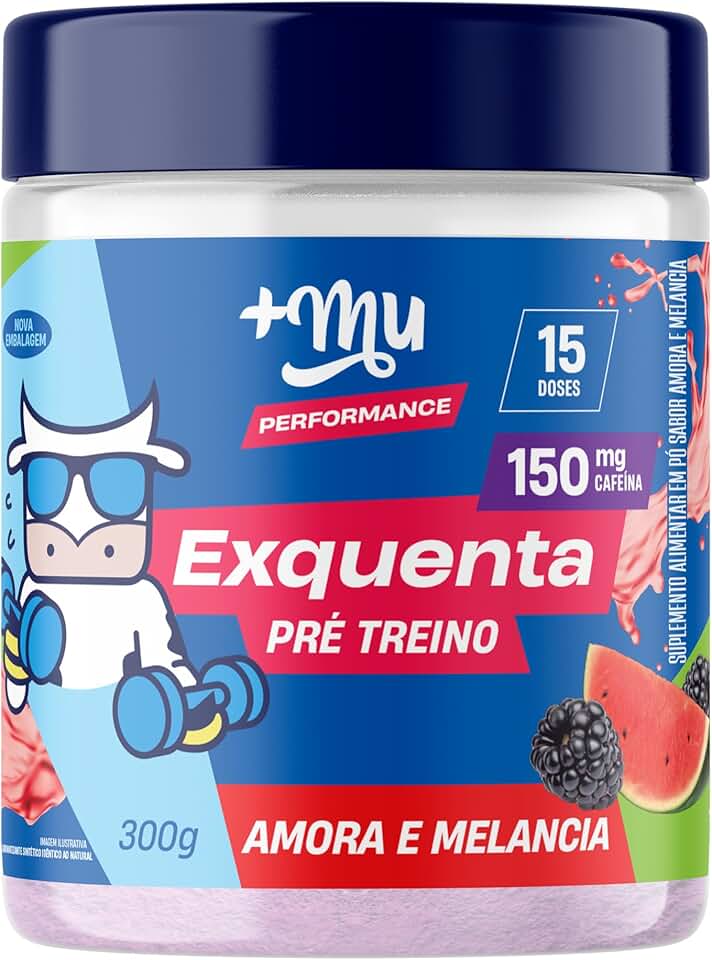 Pré treino, +Mu, Exquenta, Sabor Amora e Melancia, Com Cafeína, Palatinose e Taurina - 300g