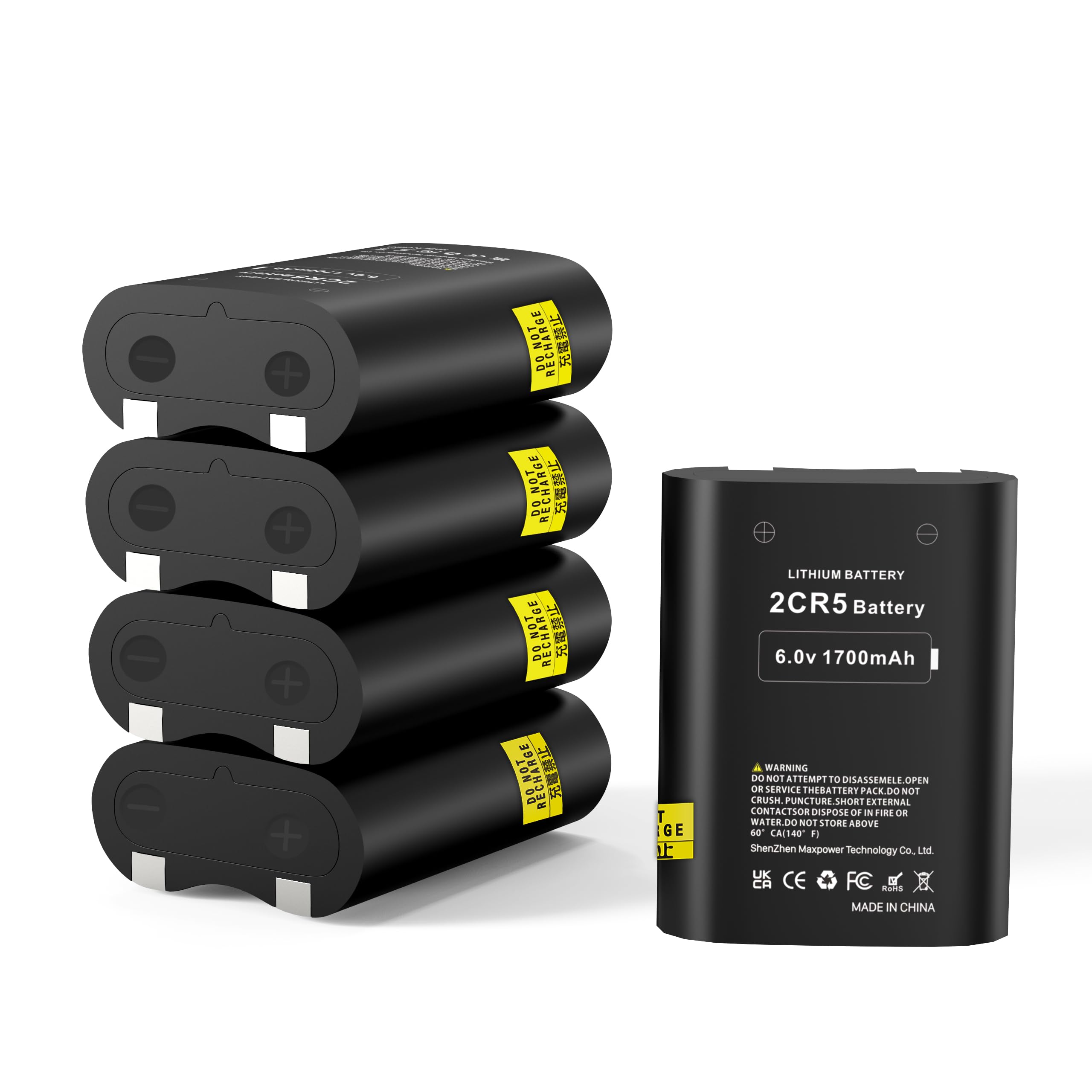 5-Pack 2CR5 6V Battery,Lithium Photo Battery Replacement for 2CR5, DL245, DL2CR5, DL345, DL345A, EL2CR5, EL2CR5BP, EOS 1V, KL2CR5, KL2CR5-1, PR2CR5, RL2CR5, RL2CR5-1（No Charging Allowed）