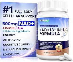 NAD Supplement with Resveratrol, Nicotinamide, Riboside, Quercetin & CoQ10 – Anti-Aging Support for Energy, Focus, Immune & Cellular Health 120 Capsules