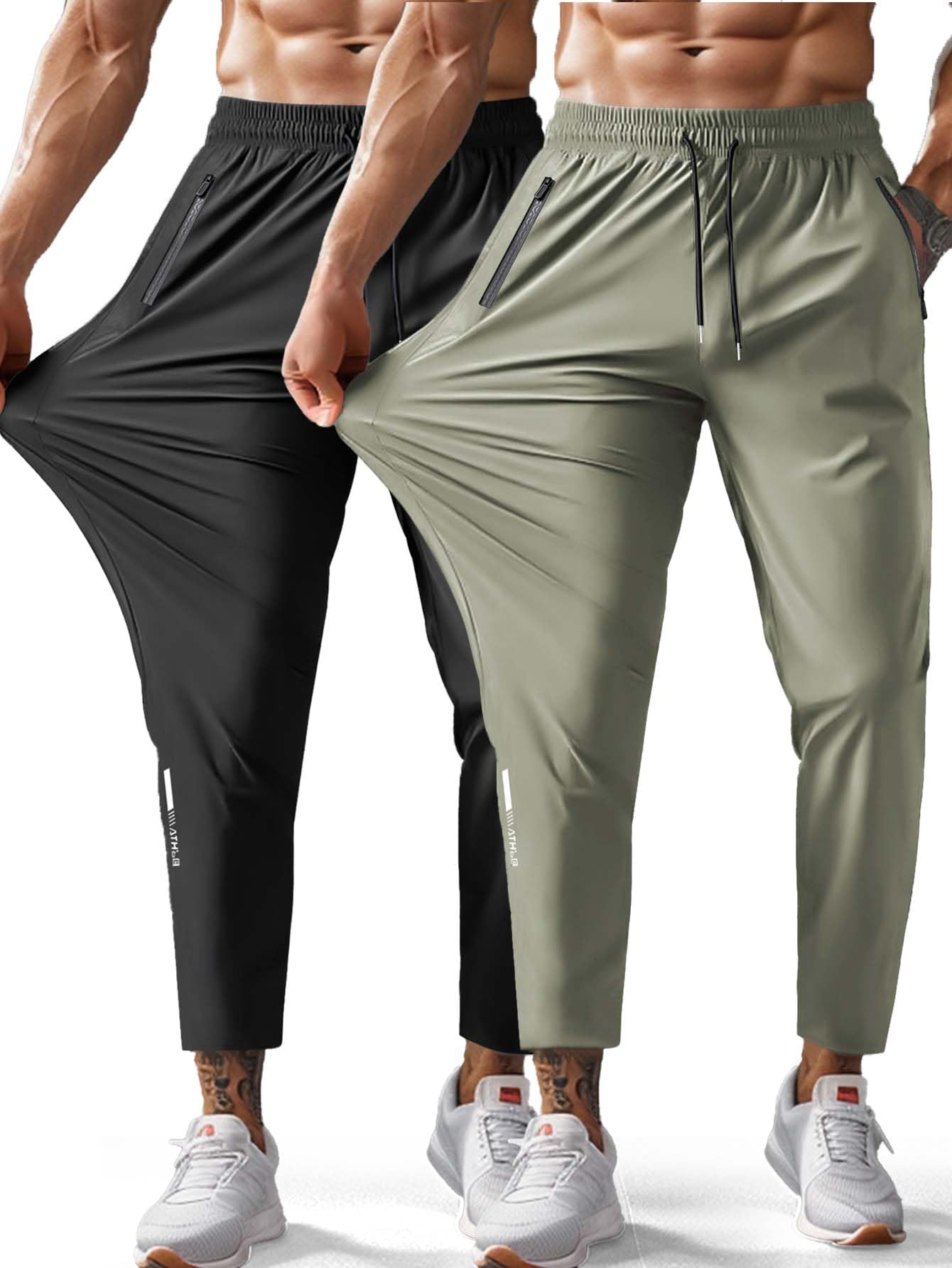 Hidkat Men's Hiking Pants Quick-Dry Lightweight Sweatpants Outdoor Fishing Pants Water Resistant with Zipper Pockets