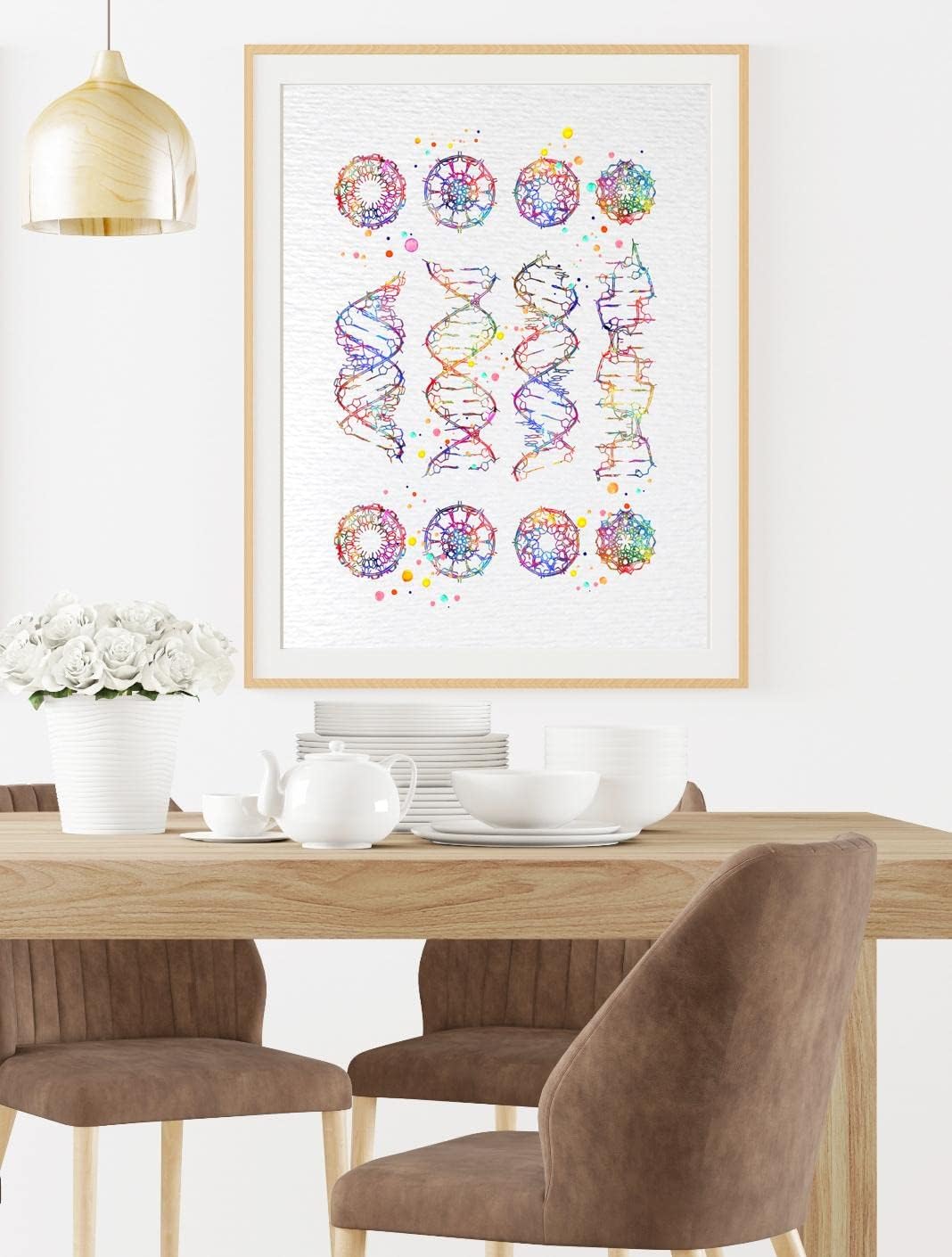 Dignovel Studios DNA Helix Molecule A-B-C-Z-DNA Watercolor Art Print Poster Print, 13 x 19 inches, Unframed, Matte, Home Office Art