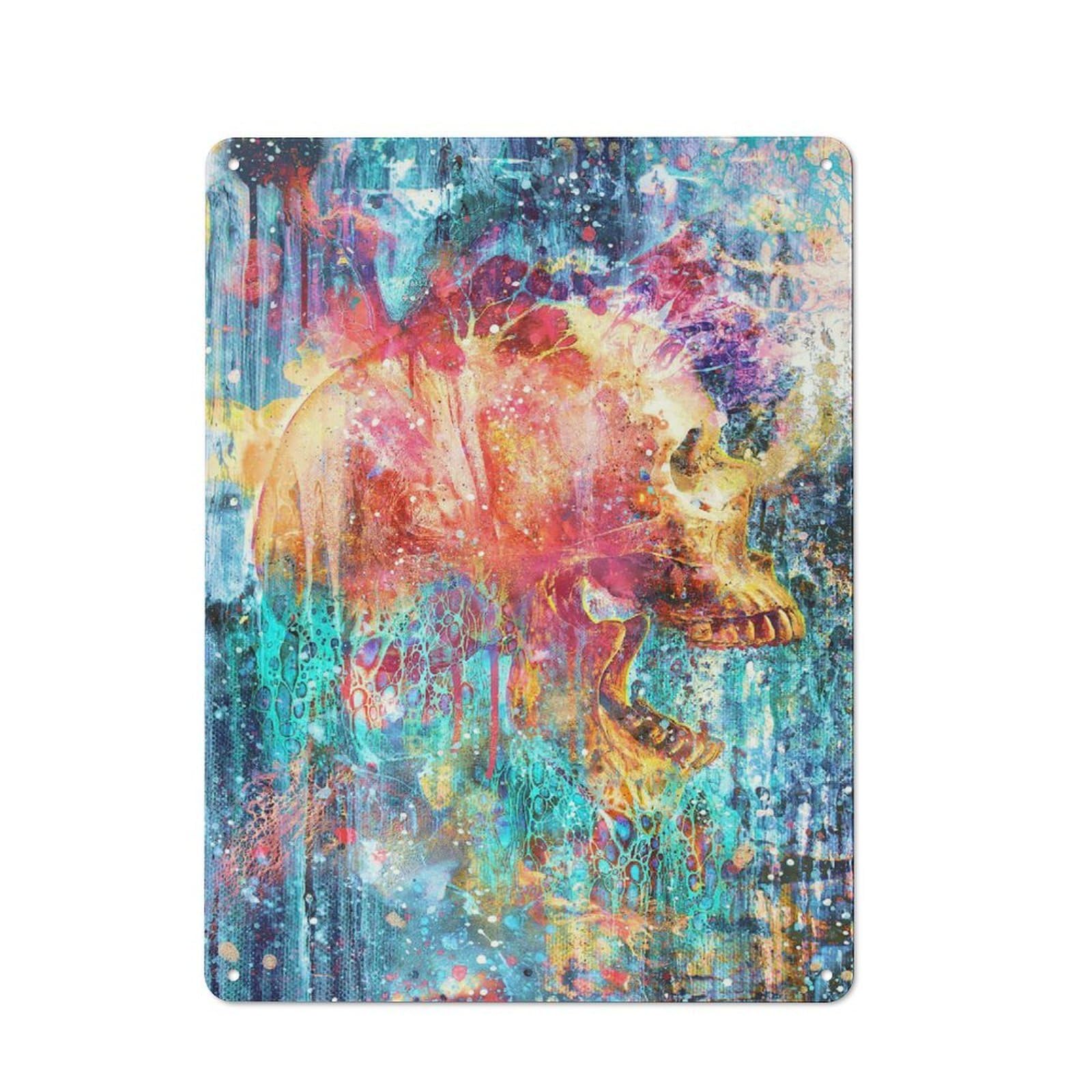 Junmoney Style-16 Vintage Tin Sign 40X30cm With Splatter Skull For Home Bar Wall, Metal Sign Decor For Home Bars And Entertaining Spaces