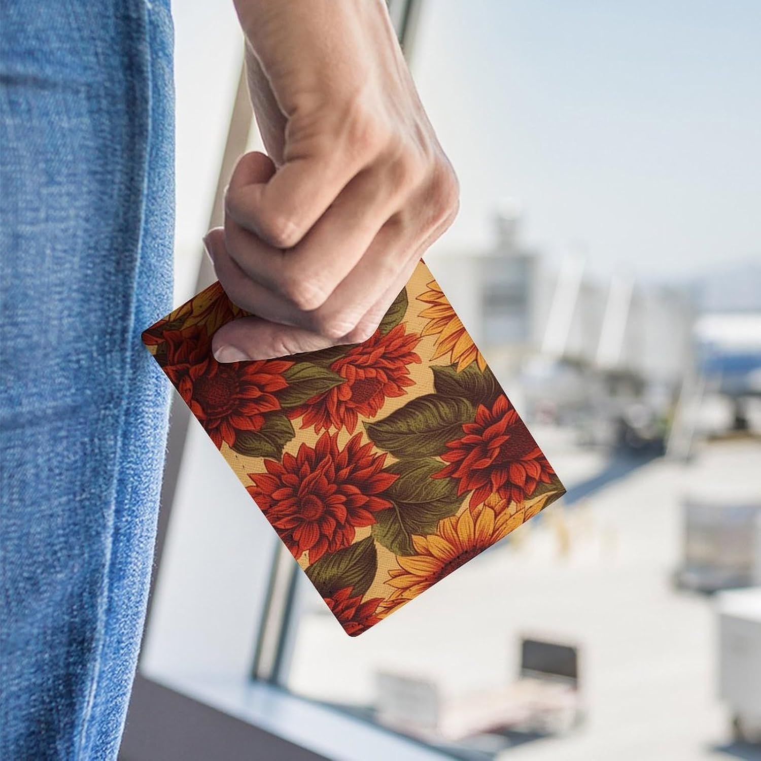 Red Sunflower Passport Cover for Women Men Fashion Passport Holder Cover Portable ID Card Protector Case Holder Exquisite Travel Document Organizer for Must Haves Gifts image 3