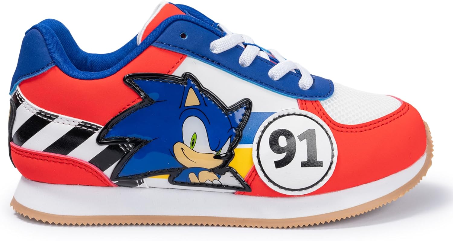 Sonic The Hedgehog Officially Licensed Youth Boys Running Sneakers – Lightweight Athletic Lace-Up Shoes Cushioned Kids Footwear School Play Sports