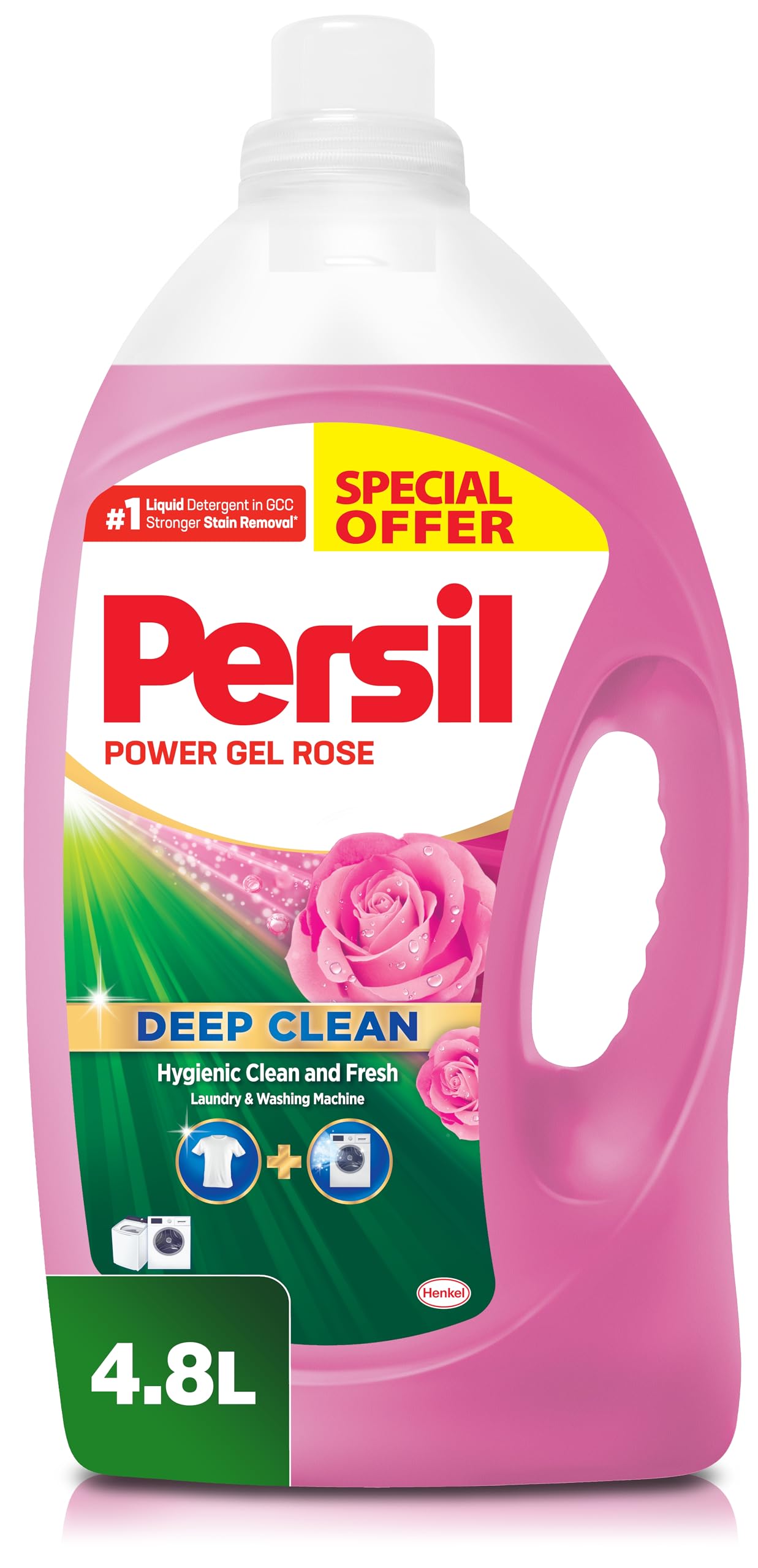 Persil Power Gel Liquid Laundry Detergent, With Deep Clean Technology, Rose, 4.8L