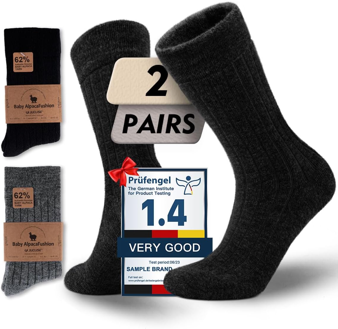 Juclise Alpaca Wool Winter Heavyweight Crew Socks Warm Thick Thermal Hiking Boot Work Cushioned Cozy Moisture Wicking