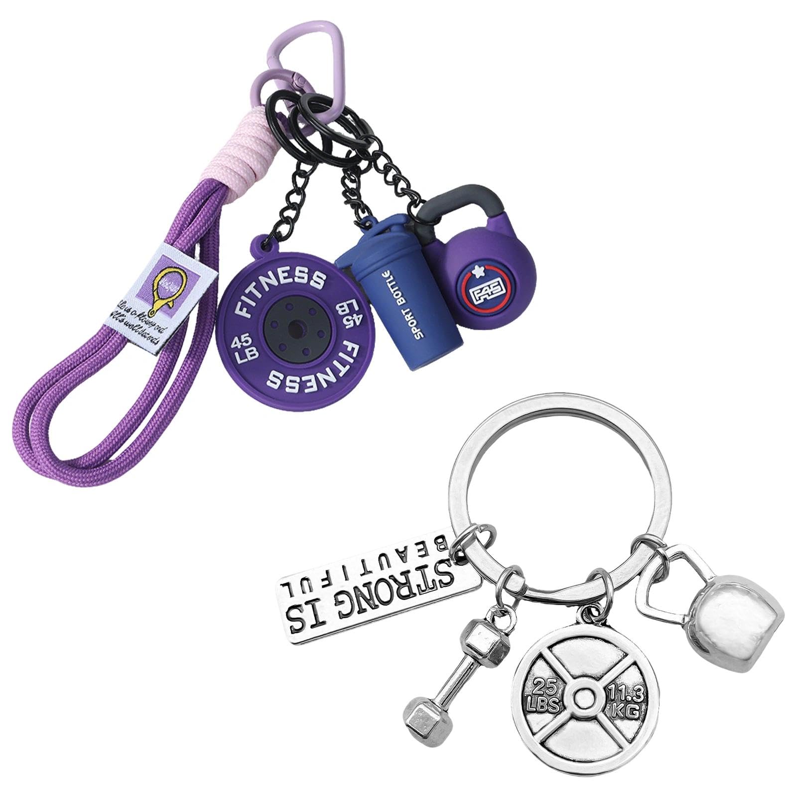 Vetin 2Pcs Kettlebell Dumbbell Keychain Set, Gym Motivational Keyring Gifts