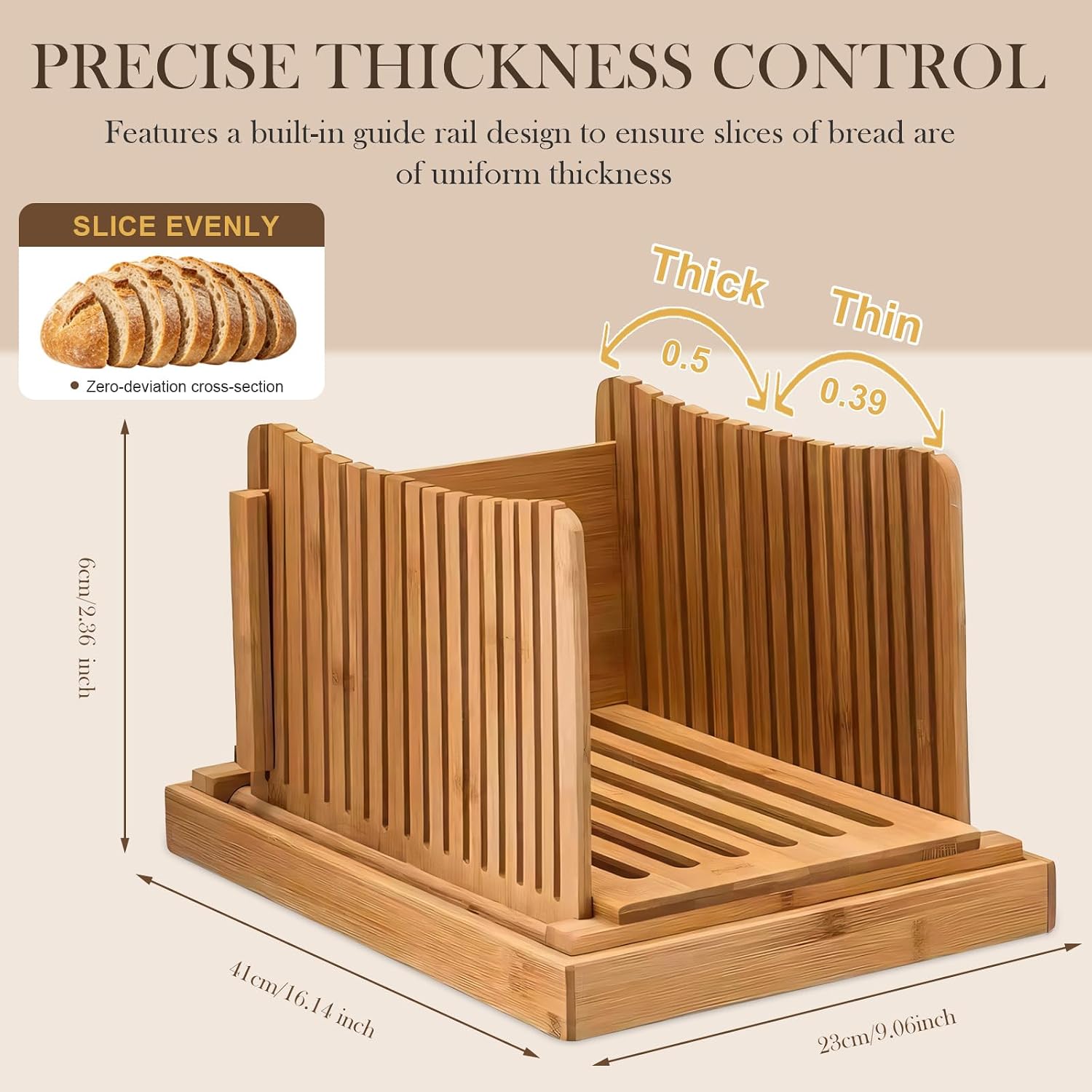 Bamboo Bread Slashing Guide with Measuring Ruler • foldable bamboo bread slicer