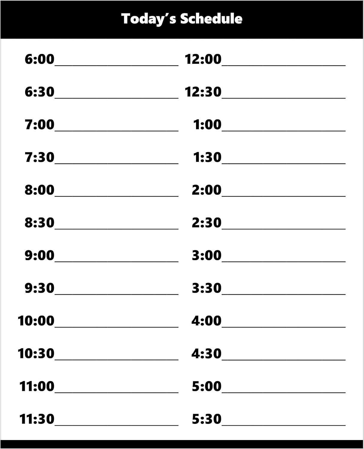 Dry Erase Hourly Schedule Magnet (Standard Clock) by DCM Solutions (Black, 8.5" W x 10.5" H)