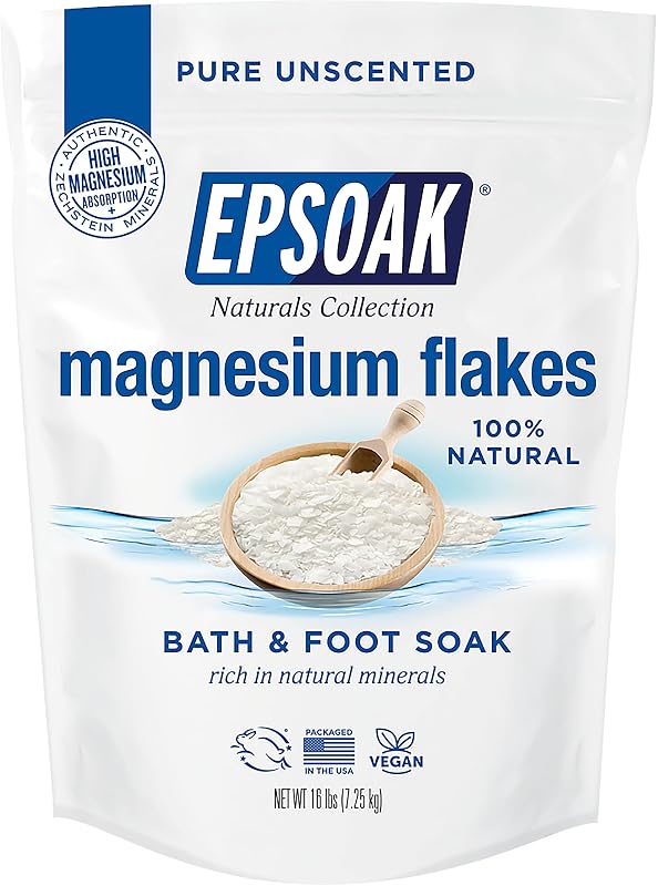 Epsoak Naturals Collection Flocos de Cloreto de Magnésio para Banho e Escalda-pés, 7,4 kg, sem fragrância