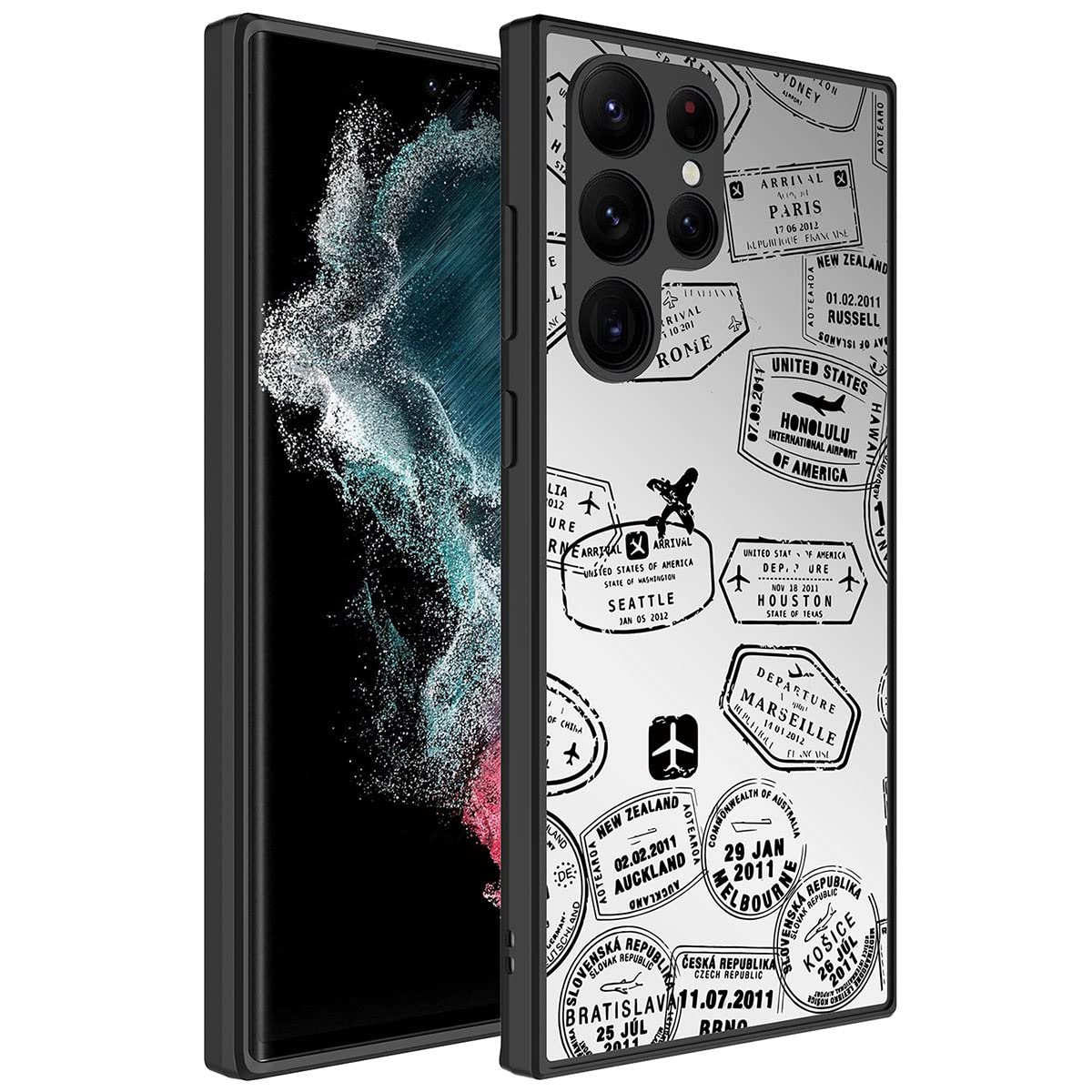 Zore Galaxy ile uyumlu S23 Ultra Kılıf Aynalı Desenli Kamera Korumalı Parlak Zore Mirror Kapak Seyahat