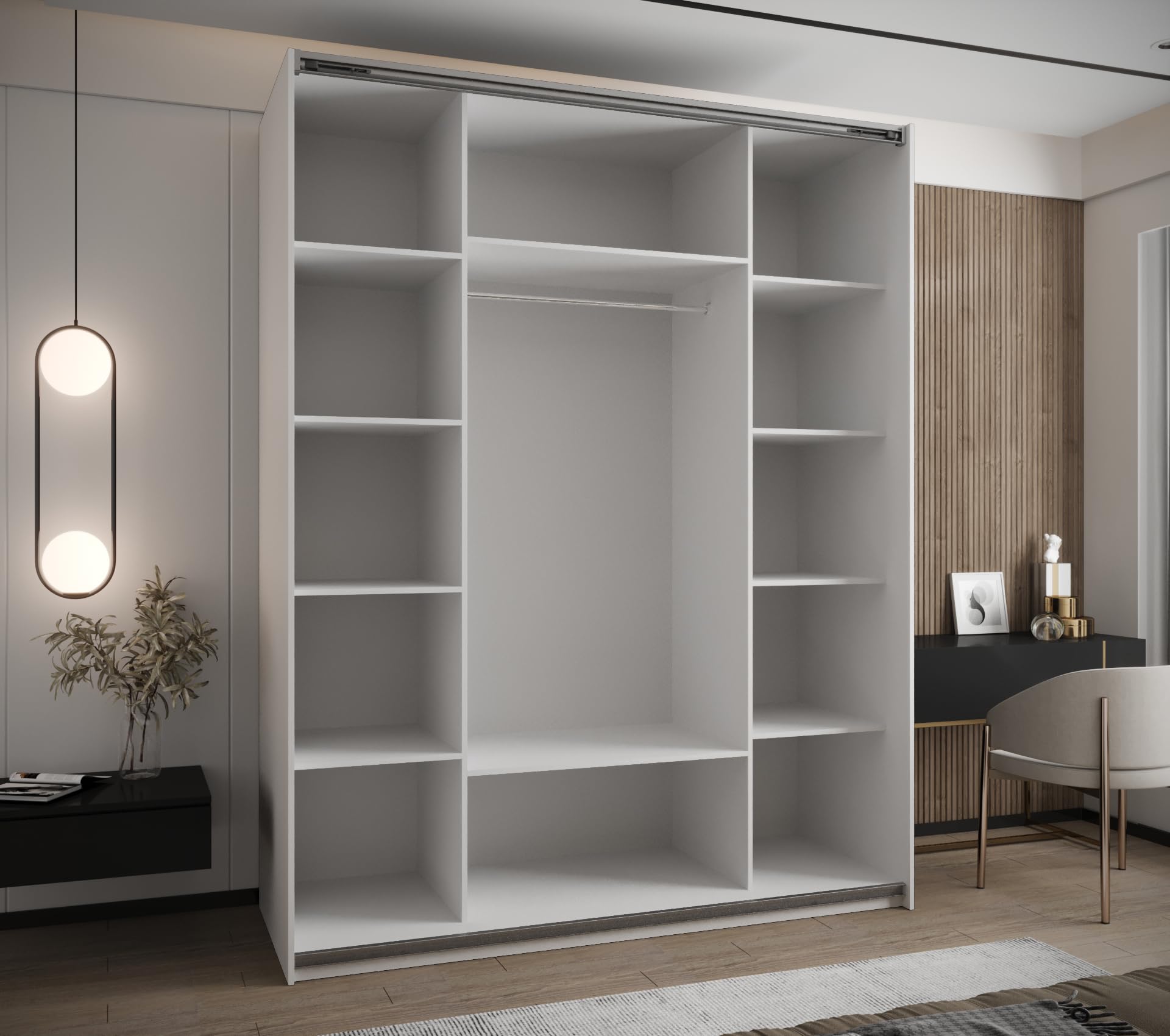 ABIKSMEBLE - Armoire 2 Portes Coulissantes LUX 4 Avec Miroir - Système HETTICH Silencieux - 245,5x110x64 Cm - Plusieurs Coloris