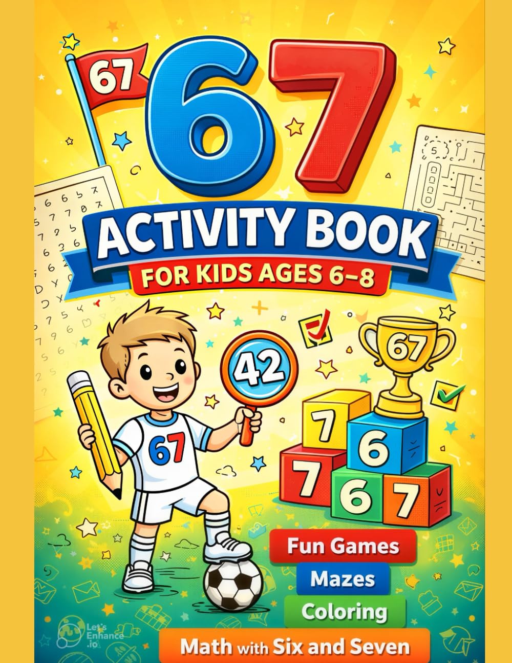 67 Activity Book for Kids Ages 6–8: Fun Games, Mazes, Coloring & Math with Six and Seven