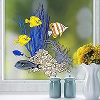 Vista 8 de 4 calcomanías autoadhesivas para asiento de inodoro bajo el mar, vida marina, acuarela, animales marinos, peces, algas marinas, coral