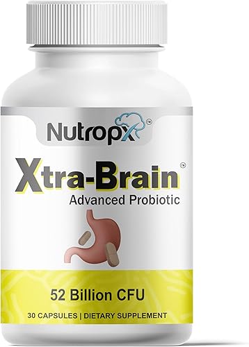 Xtra - Suplemento probiótico para el cerebro, 52 mil millones de UFC, 30 cápsulas, sin lácteos, sin gluten, apoyo para la salud digestiva e