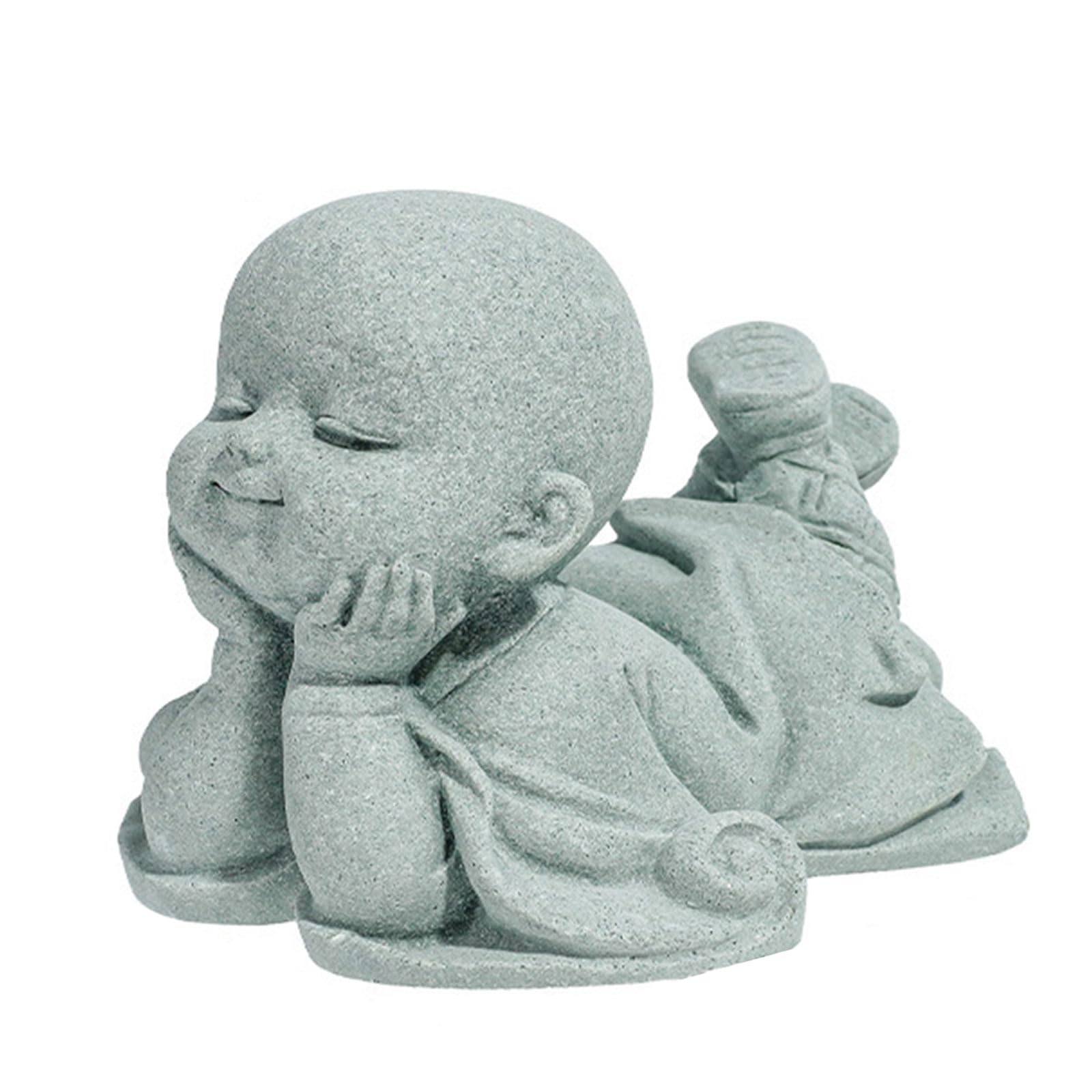 XuQiZZpp Buddhist Statue Blue Sandstone Buddhist Sculpture Spiritual Art For Desk Bookshelves Decoration