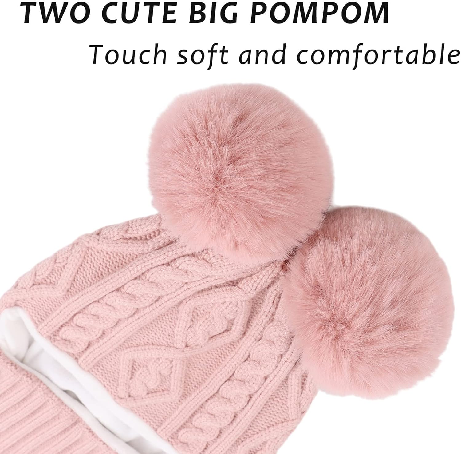 Winter Baby Knitted Hat Scarf Kids Boys Girls Hood Hats Toddler Earflap Beanie with Pompom - Image 4
